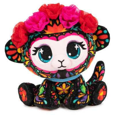 P.Lushes Designer Fashion Pets Sofia Lopez Monkey Premium Stuffed Animal, Black/Multicolor, 6”