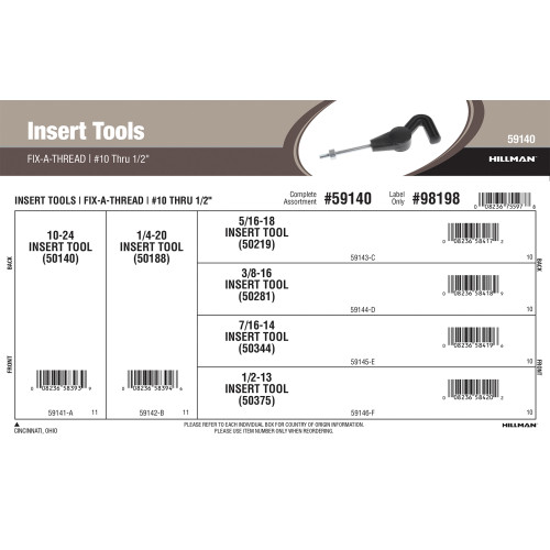 Fix-A-Thread Insert Tools Assortment (#10 thru 1/2