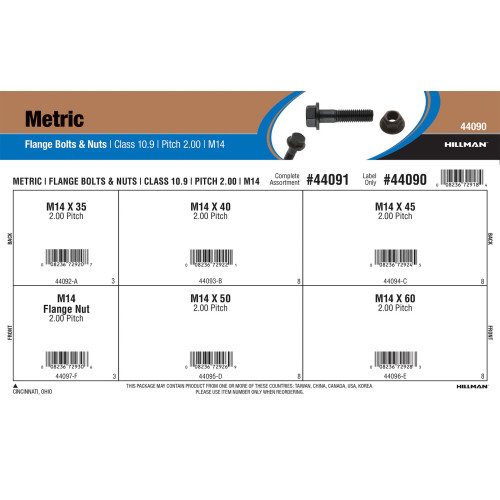 Class 10.9 Metric Flange Bolts & Nuts Assortment (M14-2.00 Thread)