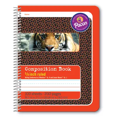 Pacon  Primary Composition Book, Spiral Bound, D'Nealian Grade K / Zaner-Bloser Grade 1, 5/8 in x 5/16 in x 5/16 in ruled 9-3/4