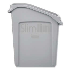 Rubbermaid Commercial, Slim Jim, Under Counter, 13 gal, Resin, Gray, Rectangle, Receptacle