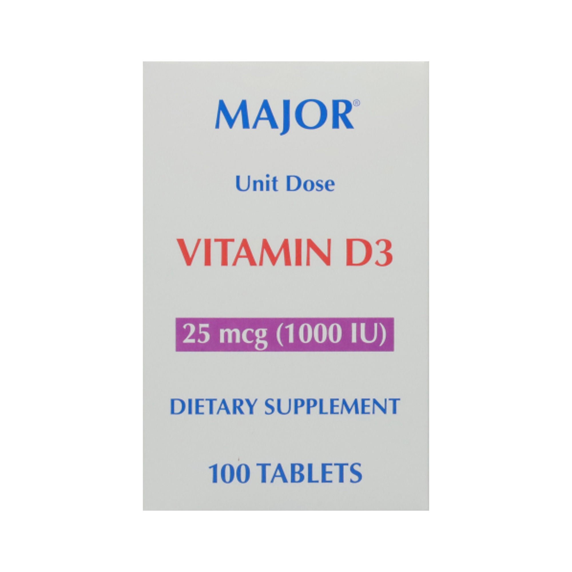 Major Pharmaceuticals VITAMIN D3, TAB 25MCG UD (100/BT)