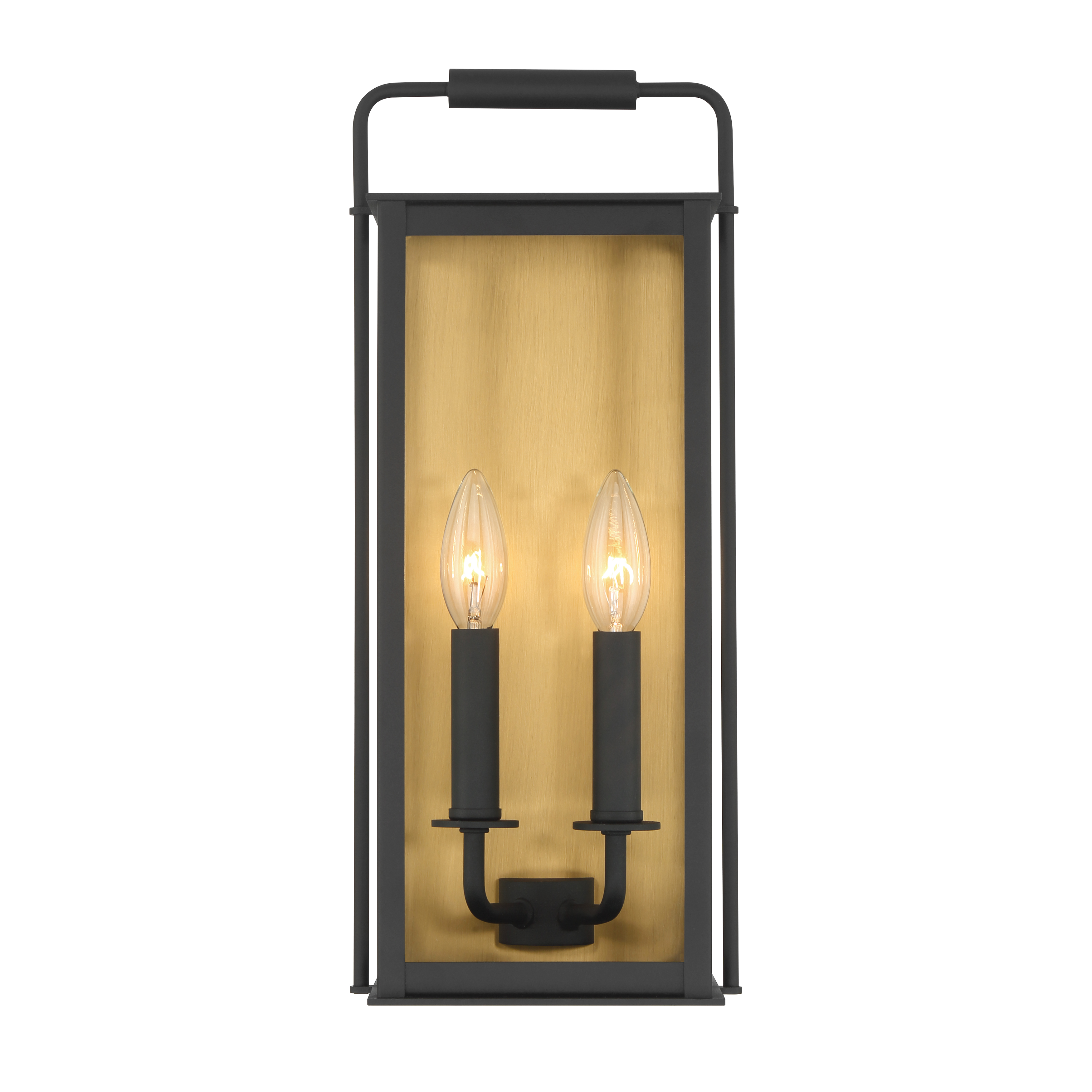 2-Light Outdoor Wall Sconce - Sand Coal Black and Legacy Brass with Clear Glass - alternate view