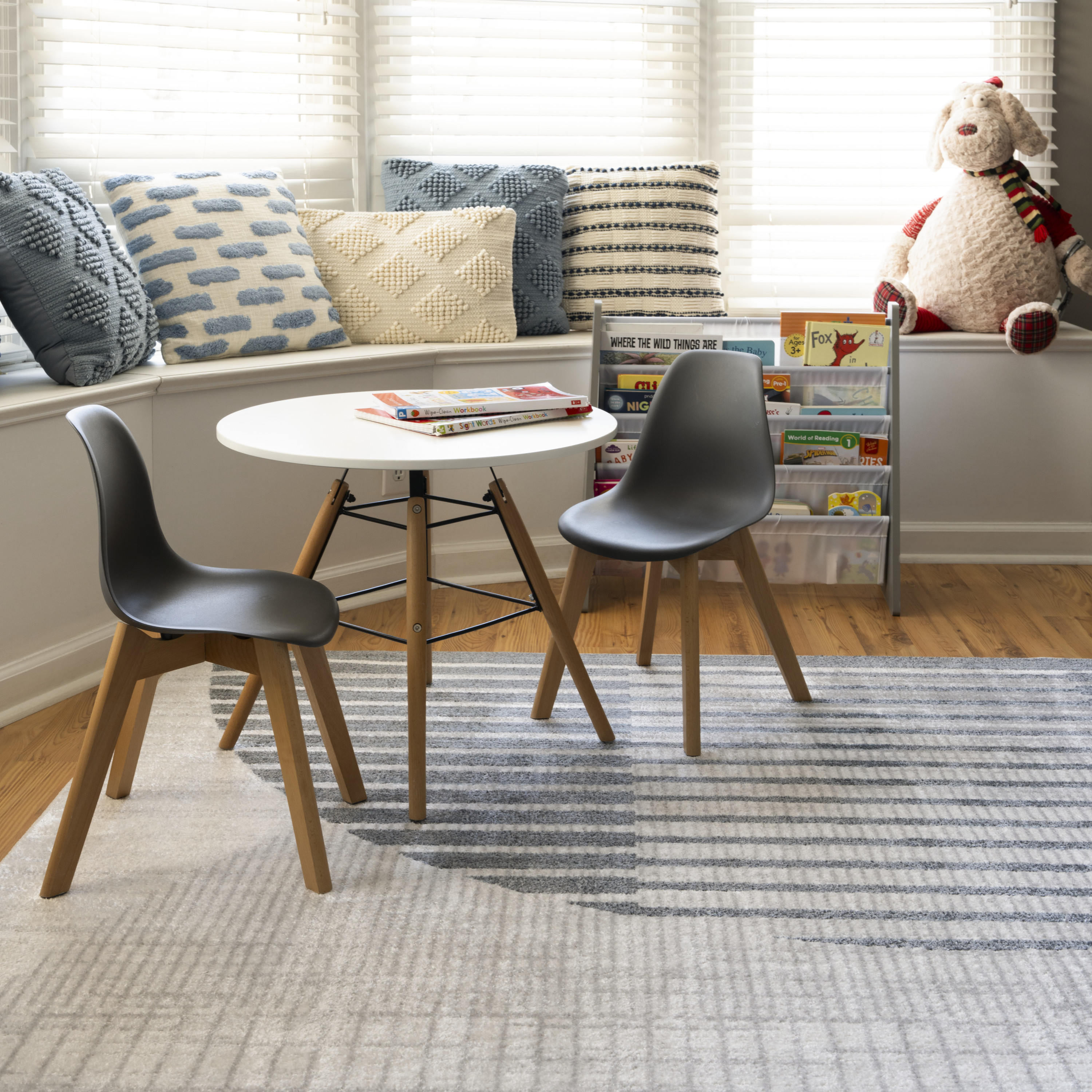 Nourison Astra Machine Washable 5'3" x 7' Ivory Blue Mid-Century Modern Indoor Rug