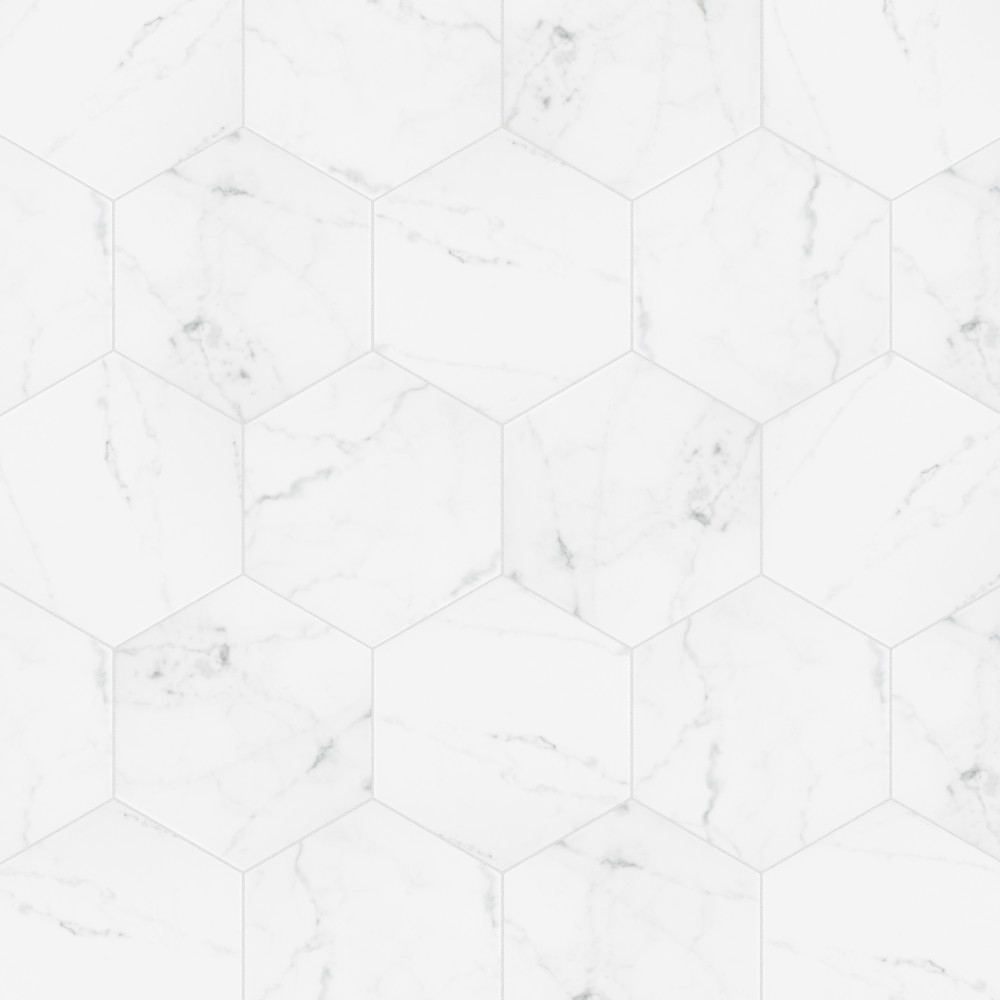 Classico Carrara Hexagon 7 in. x 8 in. Porcelain Floor and Wall Tile ...