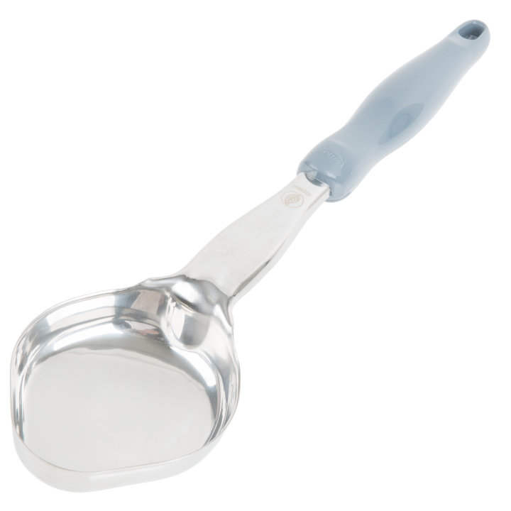 4-ounce one-piece heavy-duty stainless steel solid oval Spoodle® utensil with gray nylon handle