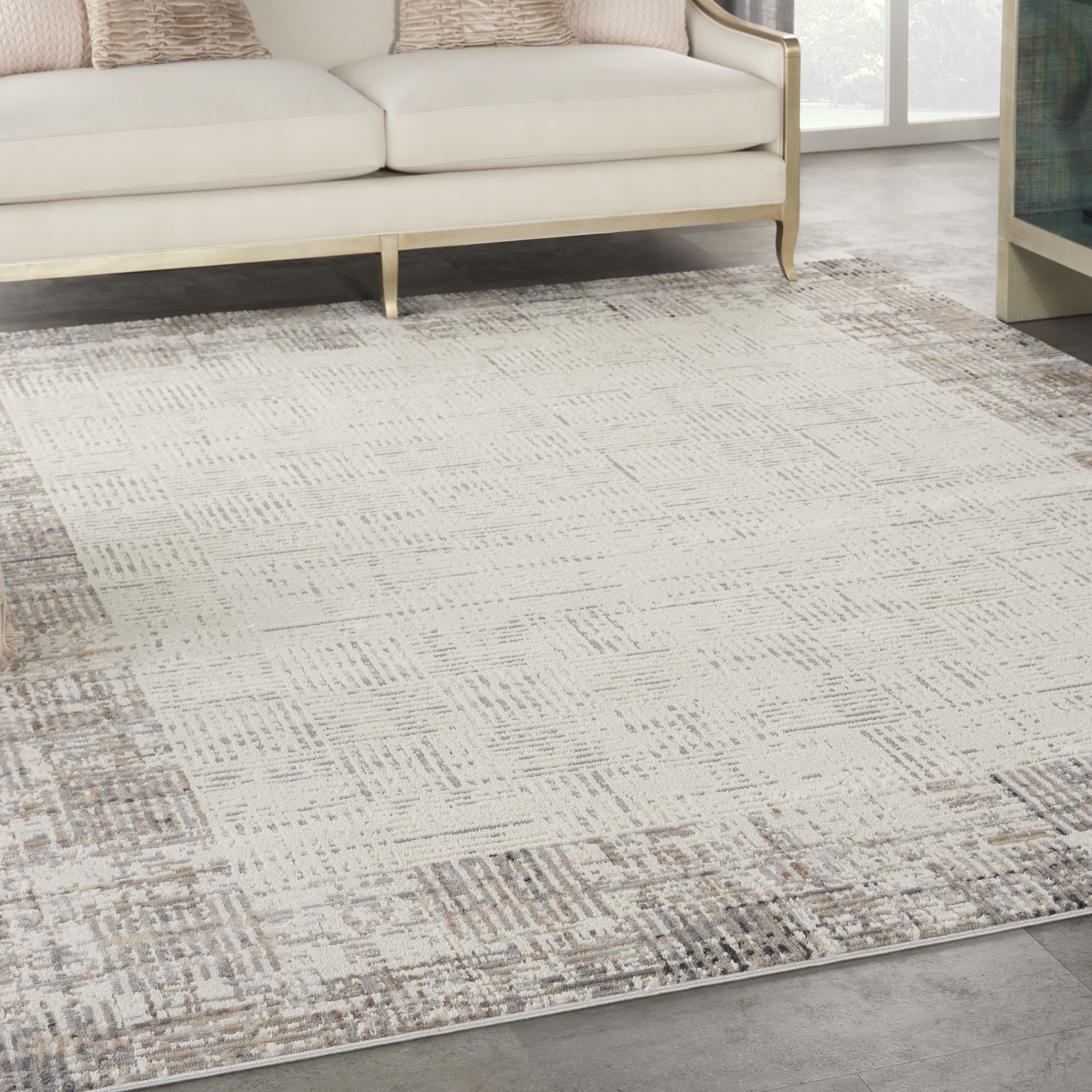 Nourison Elation 7' x 10' Ivory Grey Modern Indoor Rug