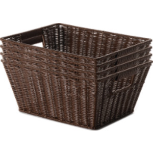 Brown Wicker Storage Baskets, Set of 4