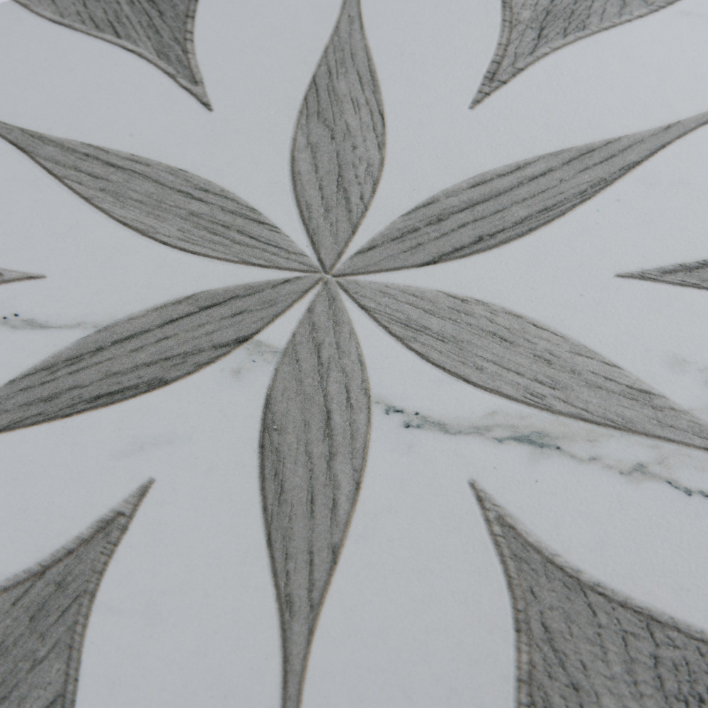 Llama Flower Loire Silver Smoke 8-5/8 in. x 9-7/8 in. Porcelain Floor and Wall Tile