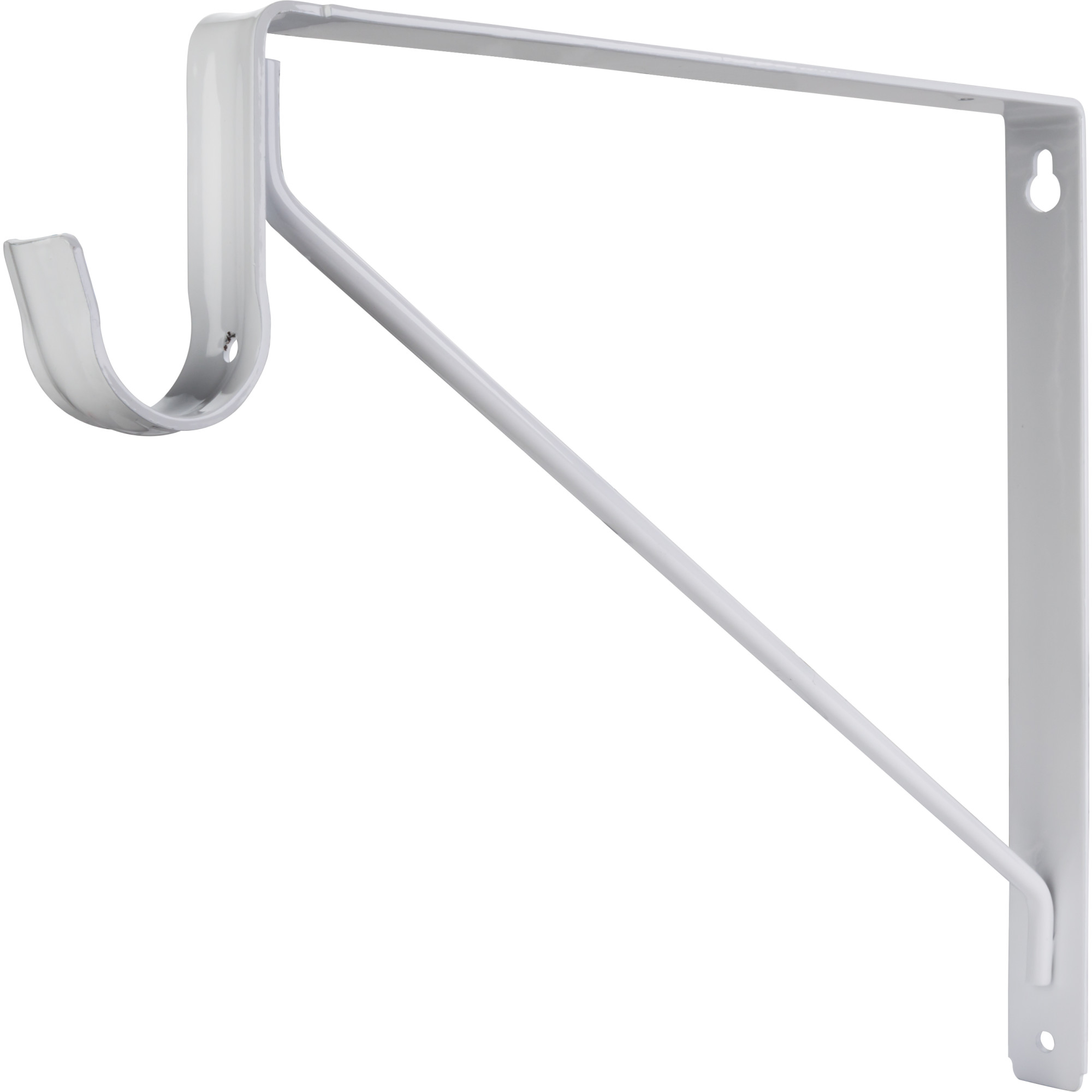 White Shelf Bracket with Rod Support for 1-5/16