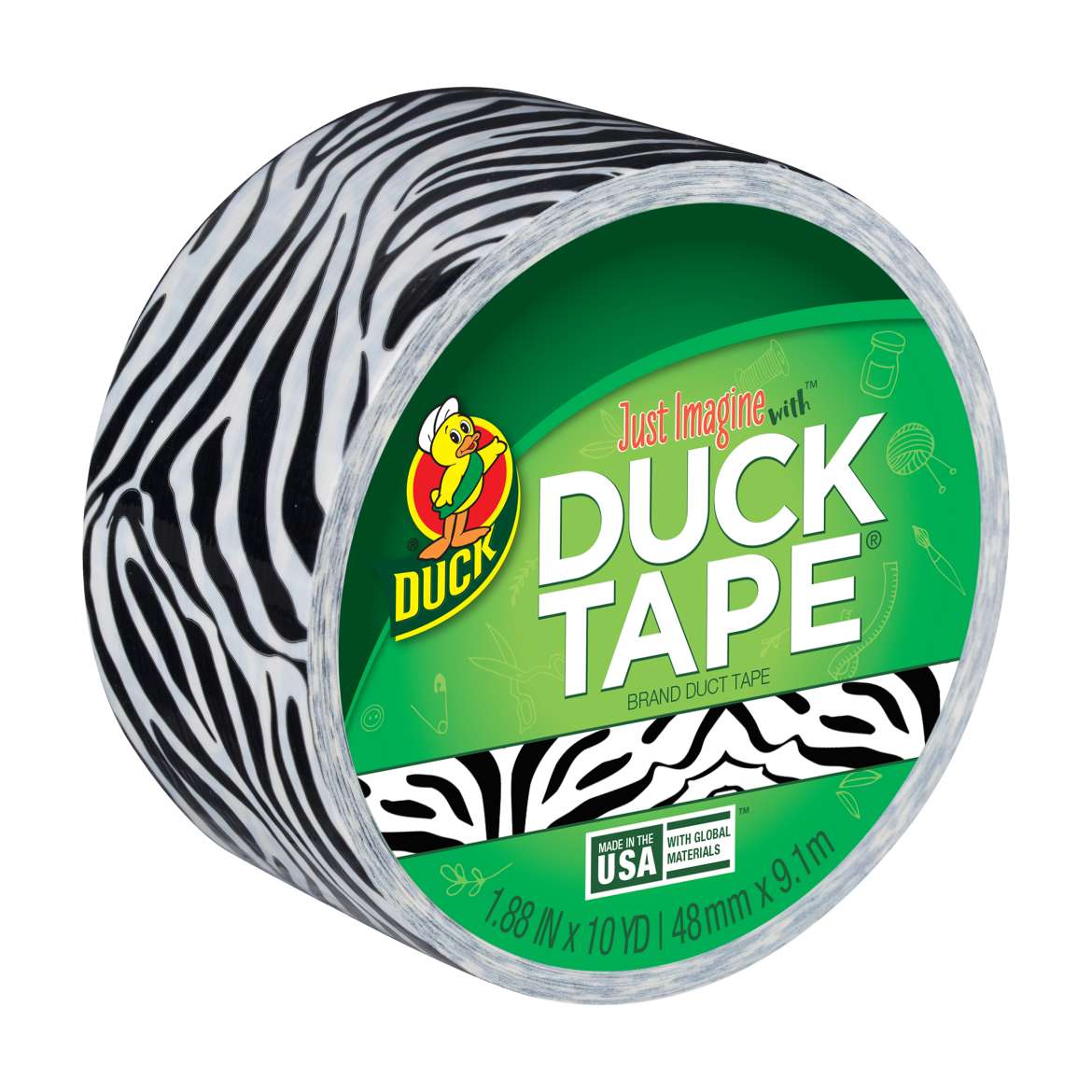 Printed Duck Tape® Brand Duct Tape - Zebra, 1.88 in. x 10 yd.