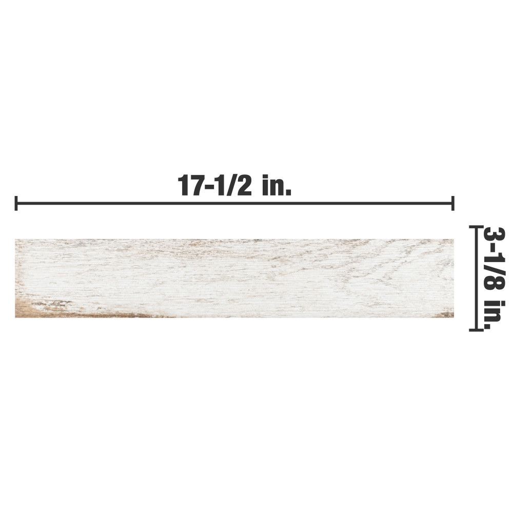 Bora White 3-1/8 in. x 17-1/2 in. Porcelain Floor and Wall Tile