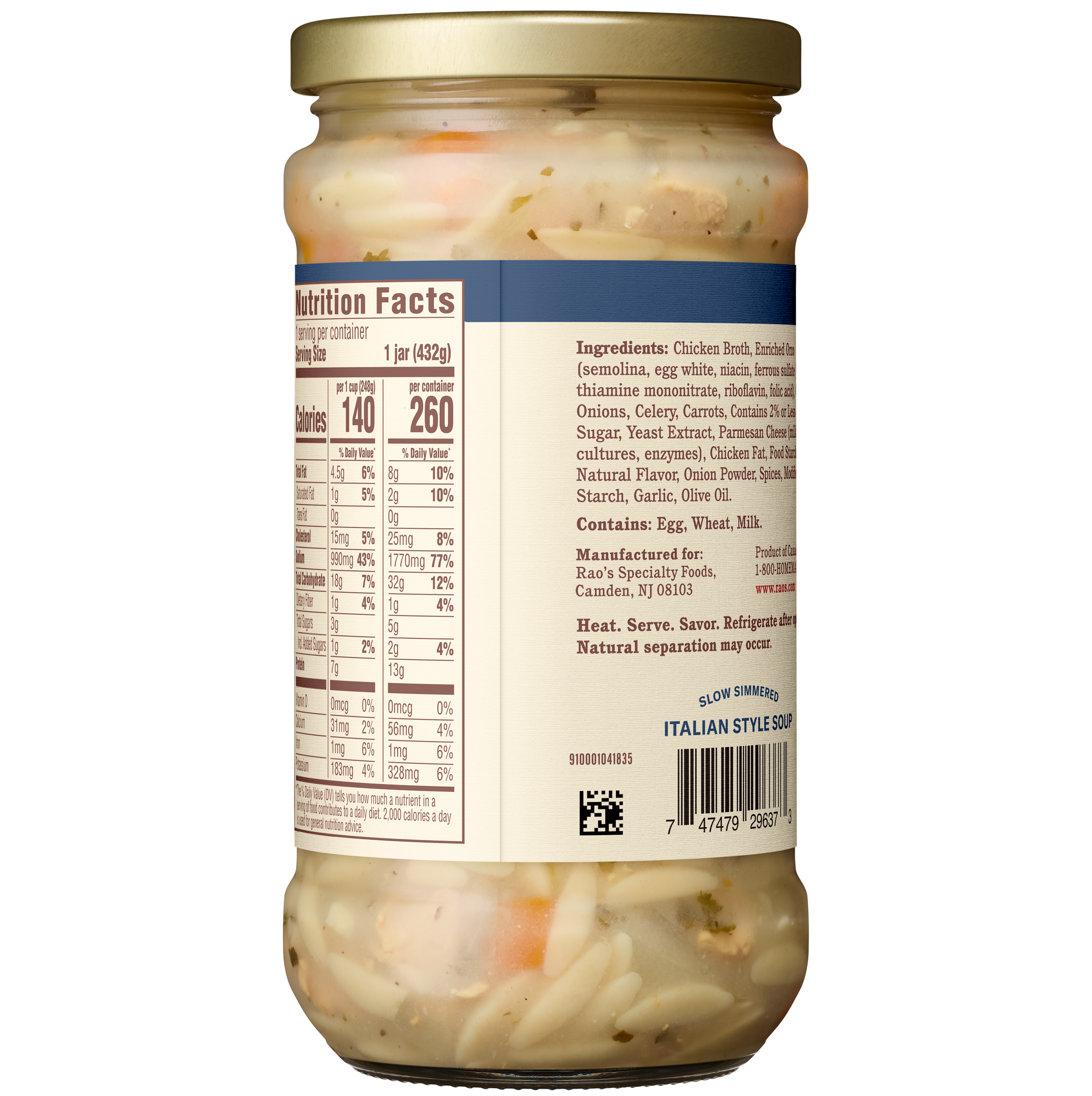 Chicken & Orzo Soup, 15.25 oz - Back Image