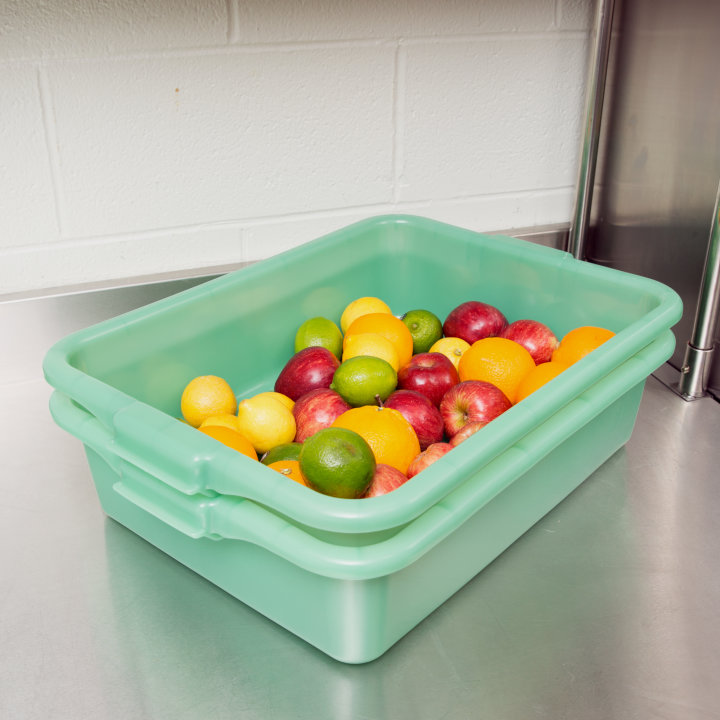 5-inch deep Traex® Color-Mate™ green food storage drain box set with recessed lid