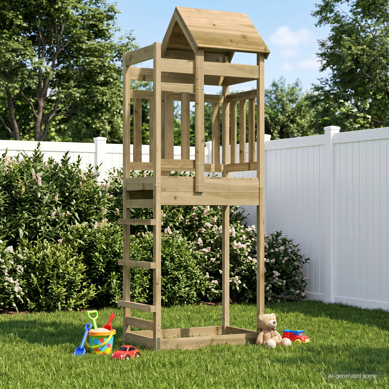 vidaXL Spielturm Braun 52,5 x 85 x 238 cm Massives imprägniertes Holz – Bild 2