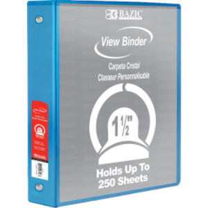 3-Ring View Binder with 2 Pockets, 1.5", Cyan