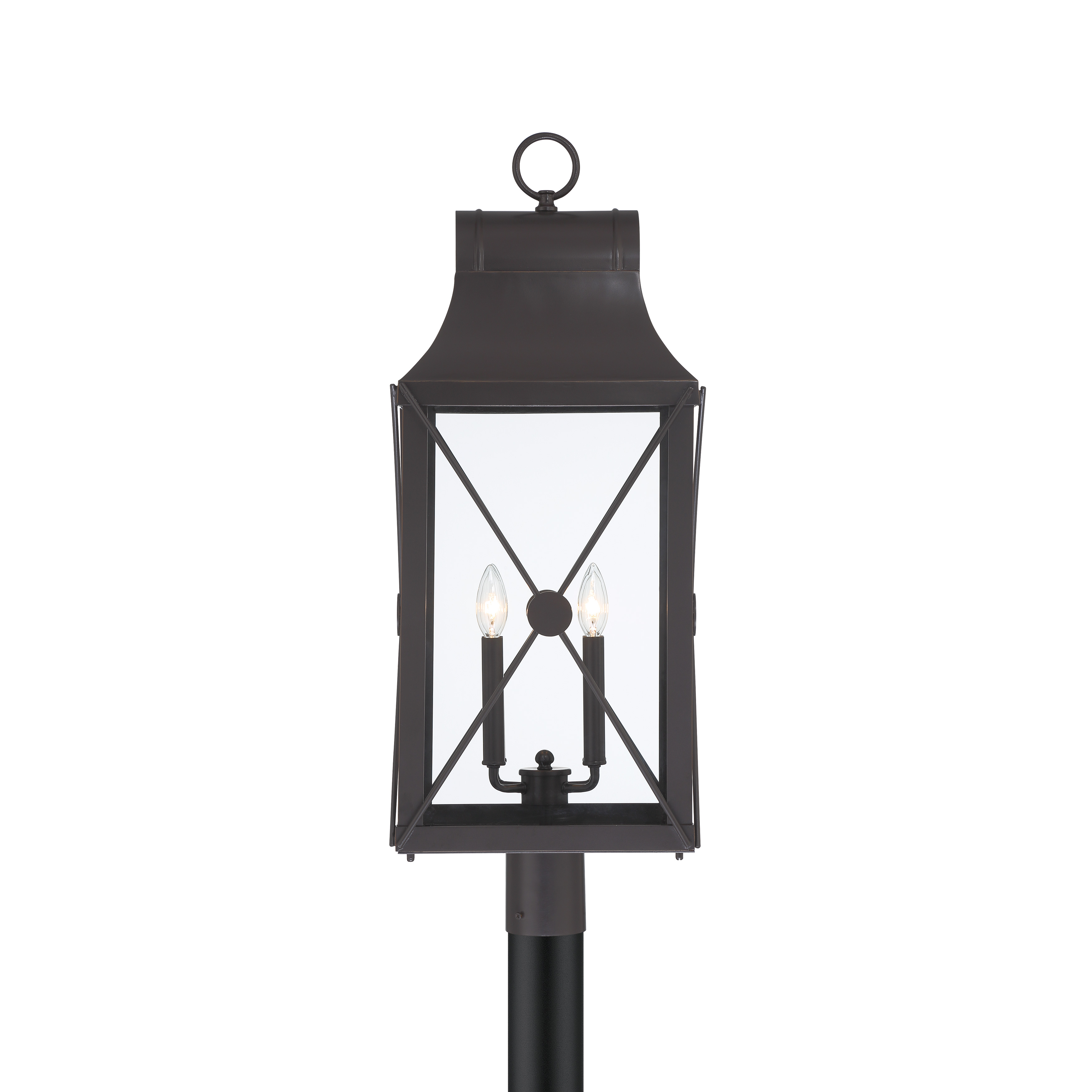 4 Light Outdoor Post Mount in Oil Rubbed Bronze with Gold Highlights Finish and Clear Glass - alternate view