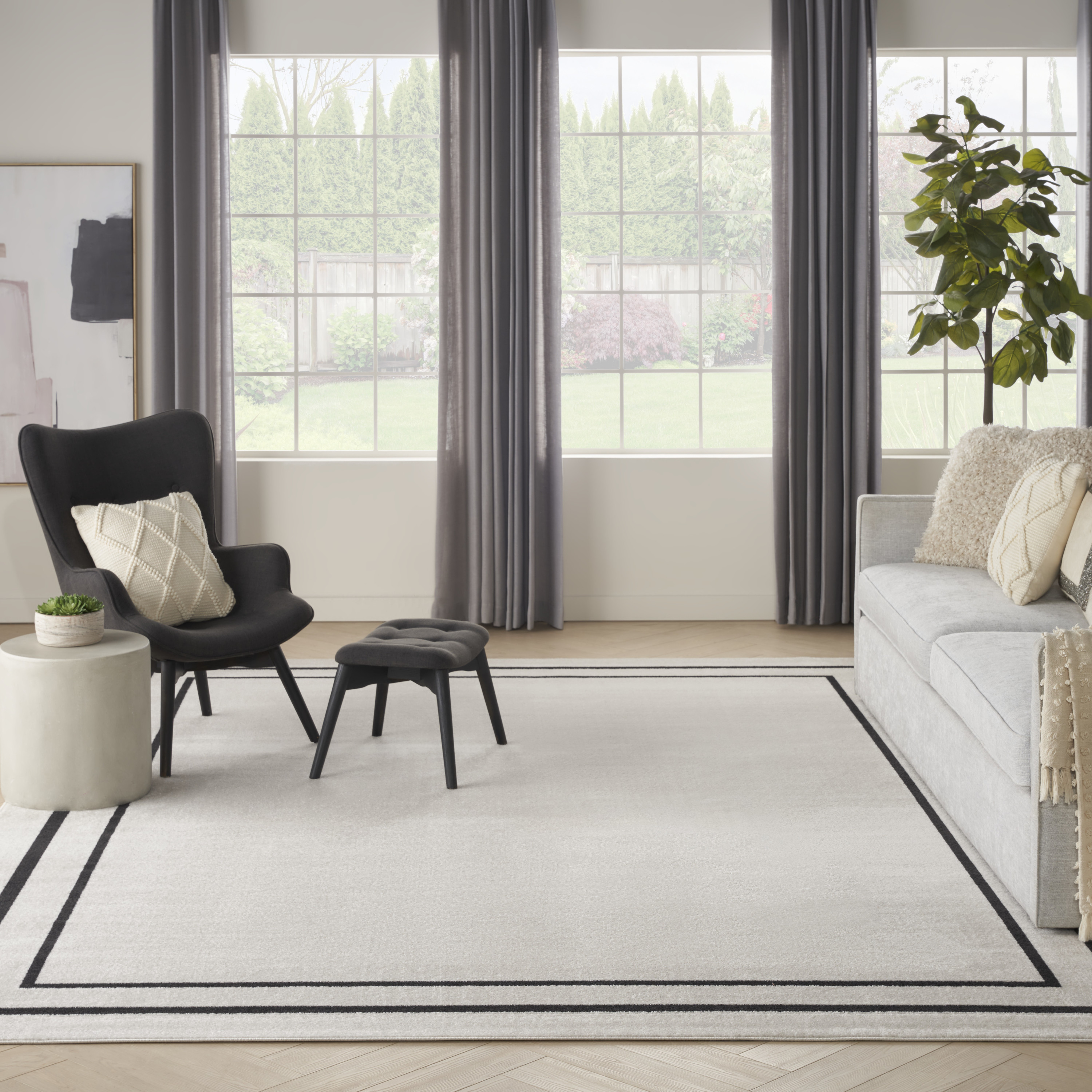 Nourison Nourison Essentials 8' x 10' Ivory Black Contemporary Rug