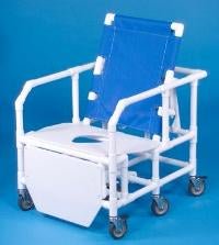 Commode / Shower Chair ipu® Fixed Arms PVC Frame Reclining Backrest 28 Inch Seat Width 650 lbs. Weight Capacity