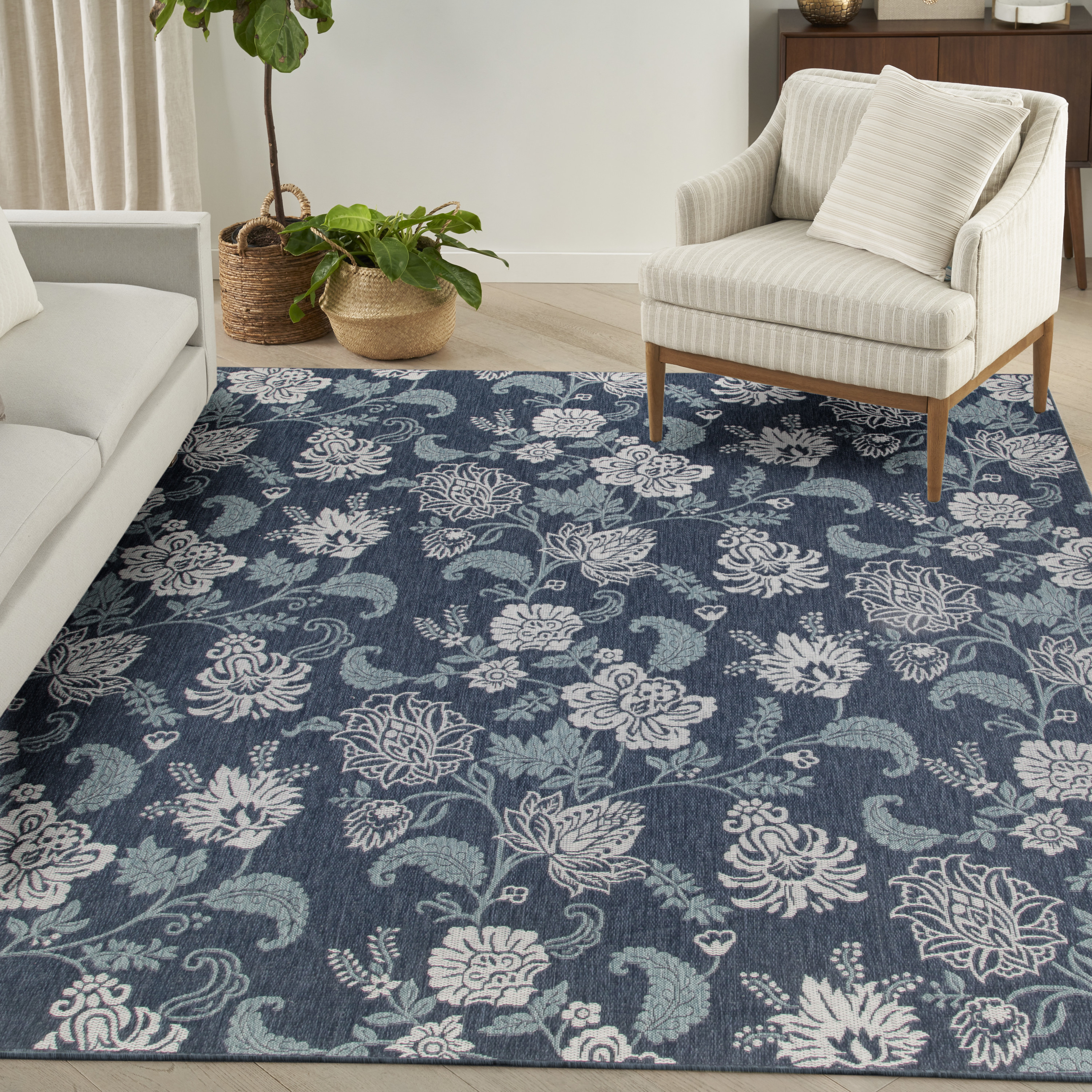 Nourison Garden Oasis 8' x 10' Navy Tropical Rug