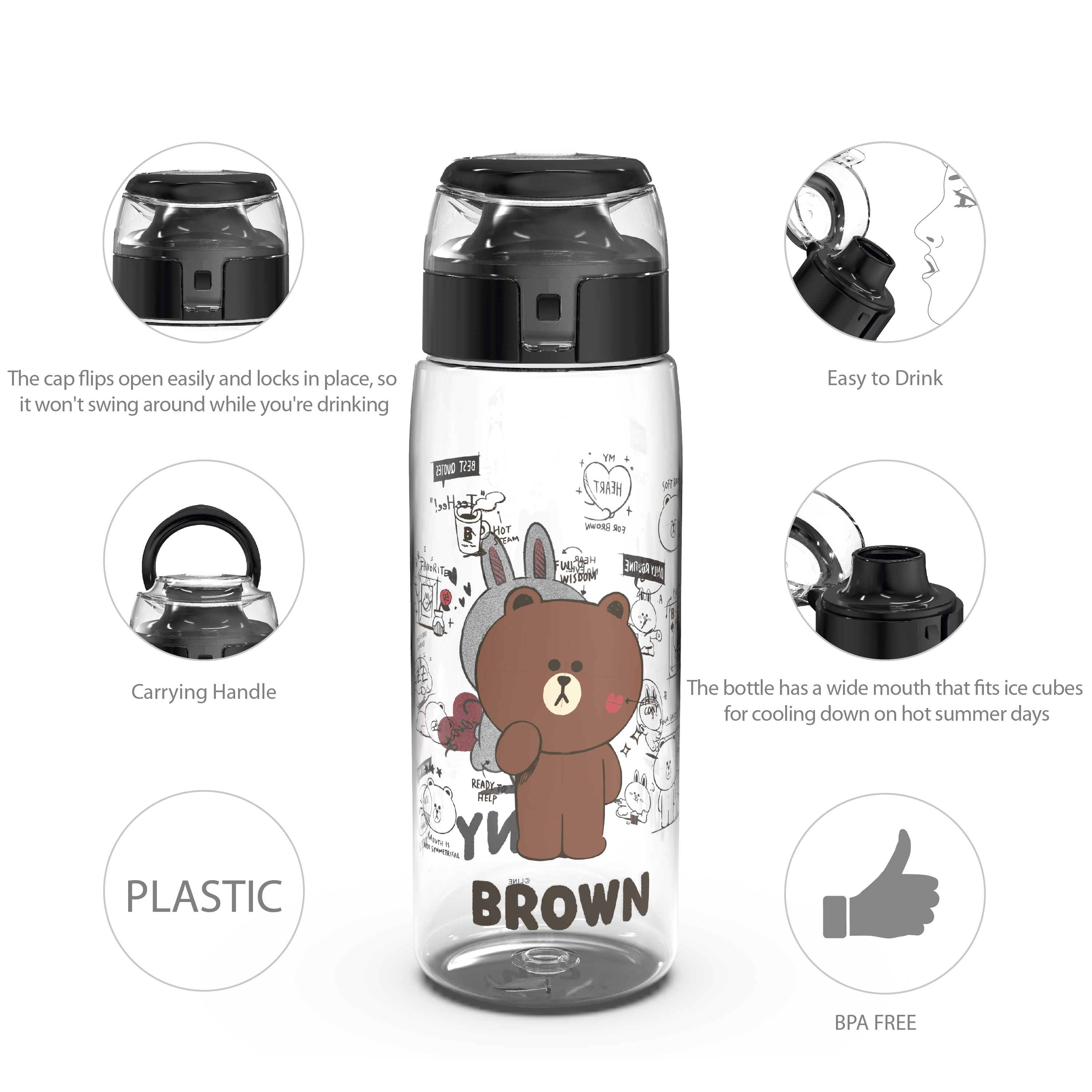 Line Friends 25 ounce Water Bottle, Teddy Bear slideshow image 9 Line Friends 25 ounce Water Bottle, Teddy Bear slideshow image 9