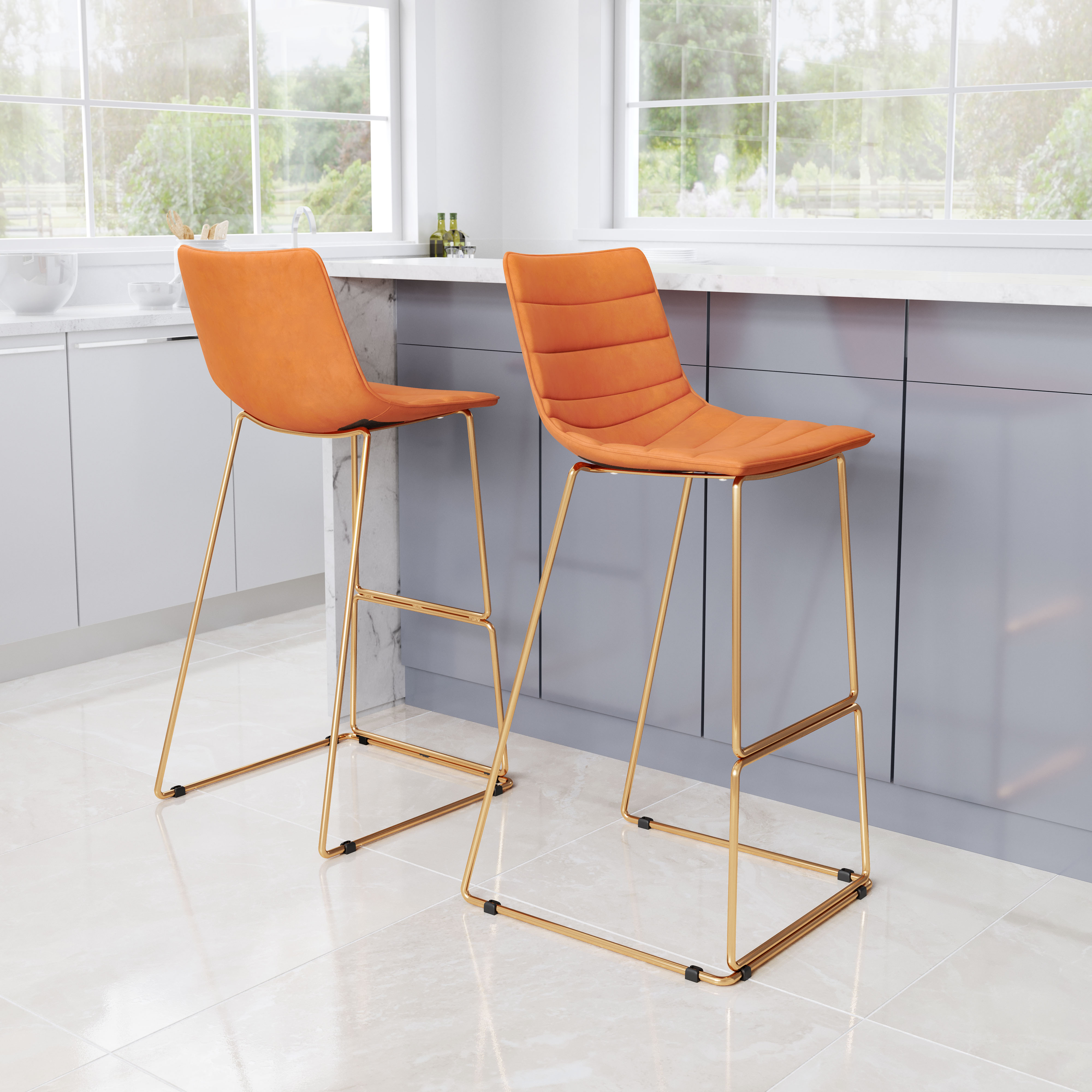 Adele Barstool (Set of 2) Orange & Gold product image