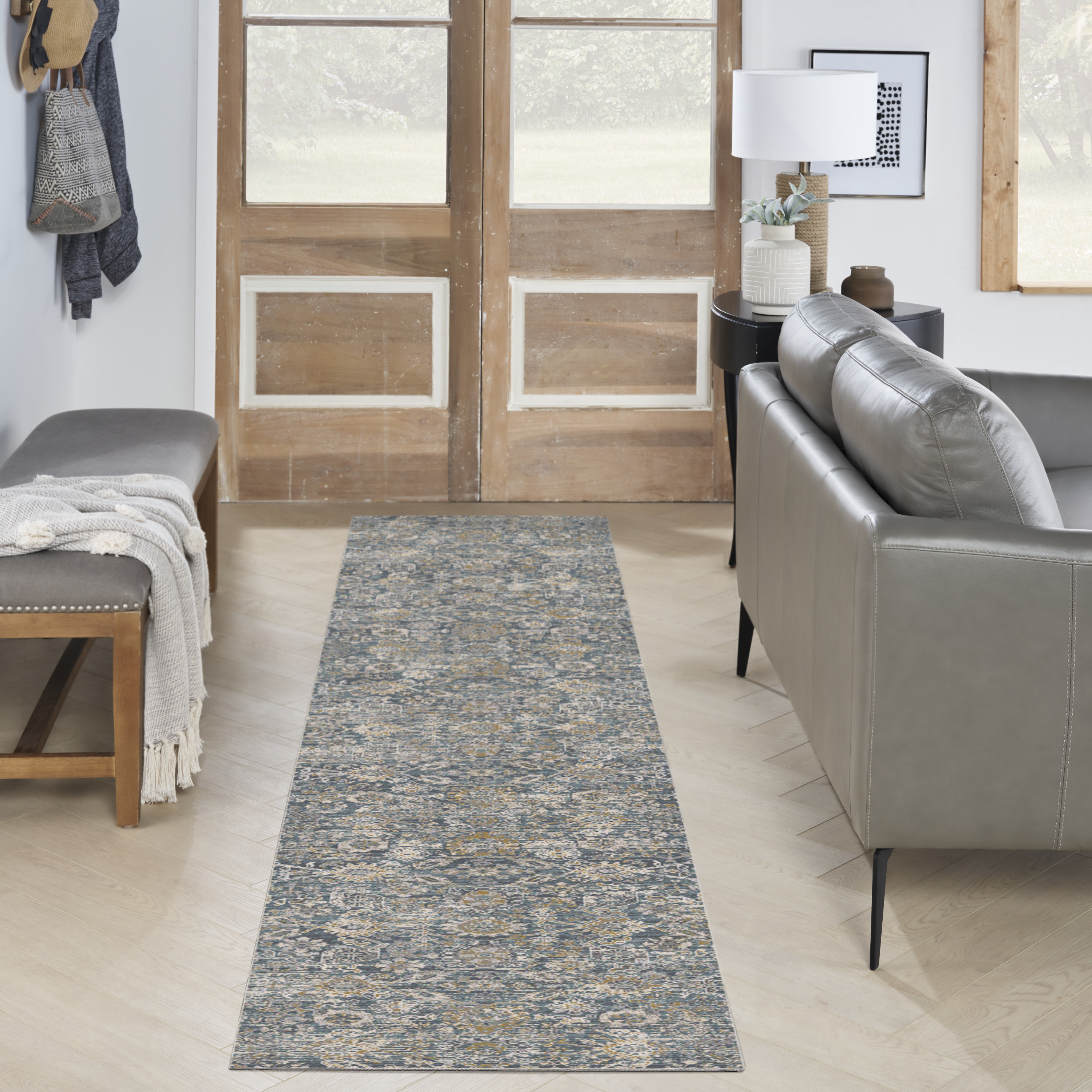 Nourison Lynx 2'3" x 12' Charcoal Vintage Indoor Rug