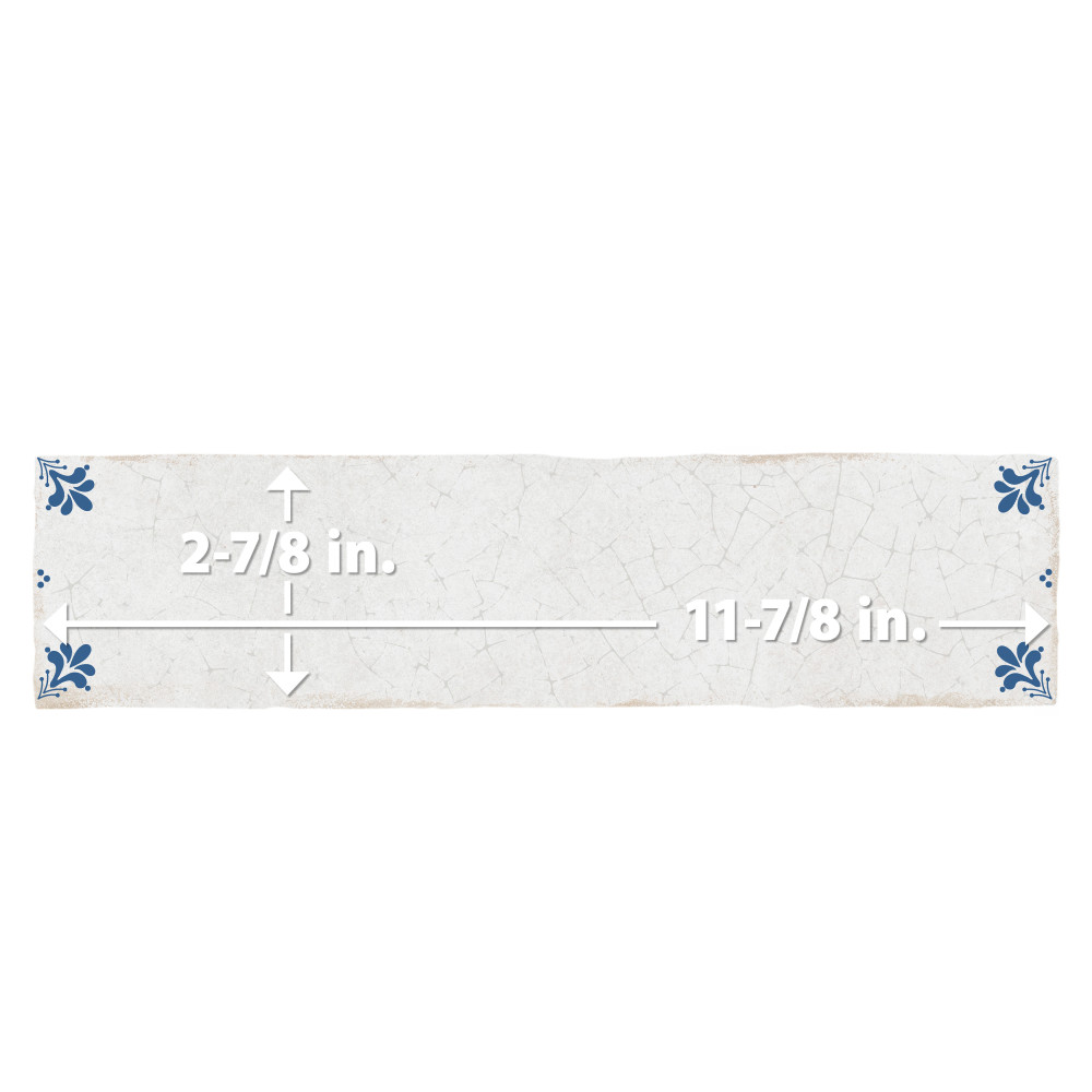 Crackle White Décor 2-7/8 in. x 11-7/8 in. Ceramic Wall Tile