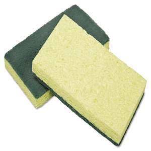 NSN7920015664130, AbilityOne®, SKILCRAFT, Cellulose Scrubber Sponge, Rectangle, 3.25"x6.25", Yellow/Green