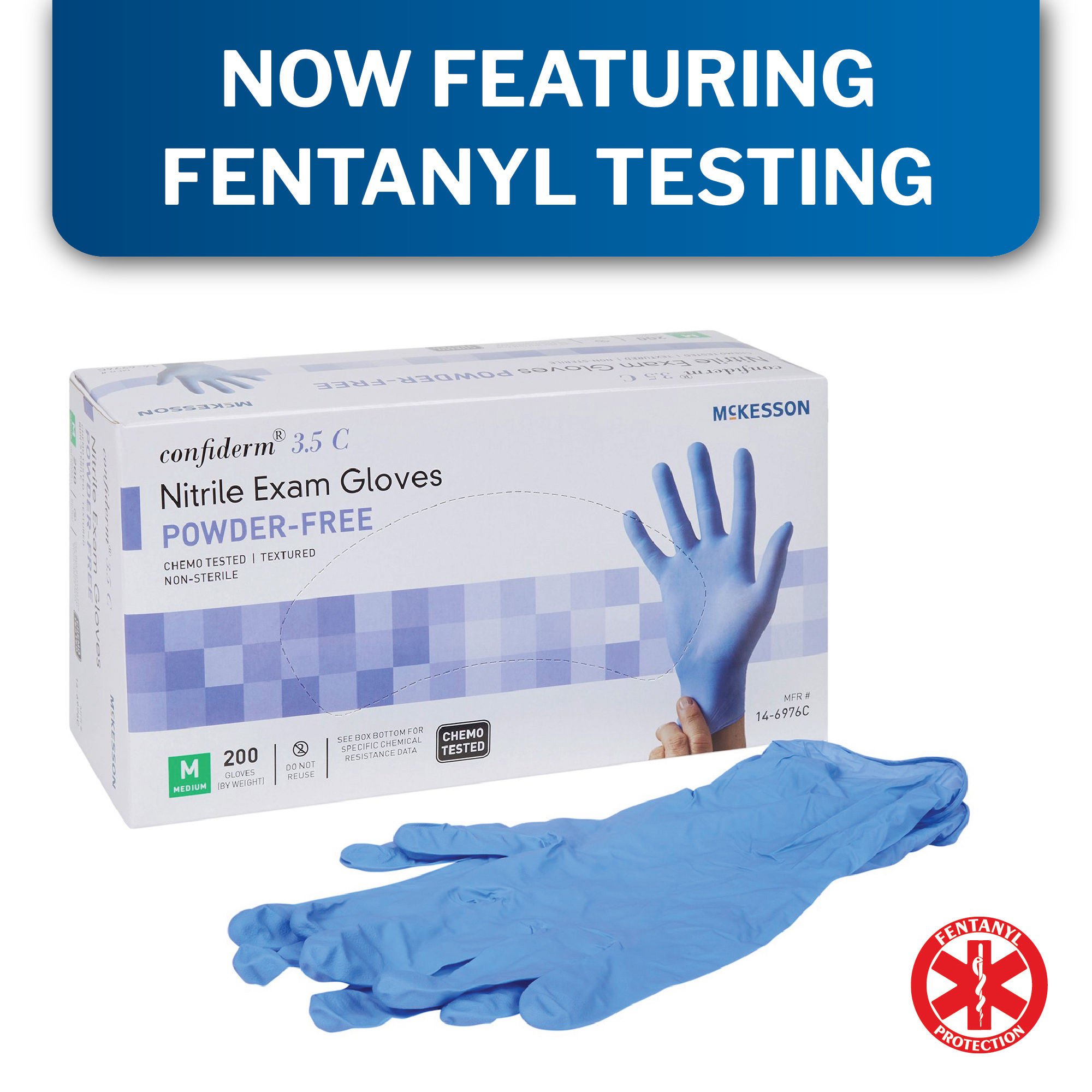McKesson Confiderm® 3.5C Nitrile Exam Glove, Medium, Blue