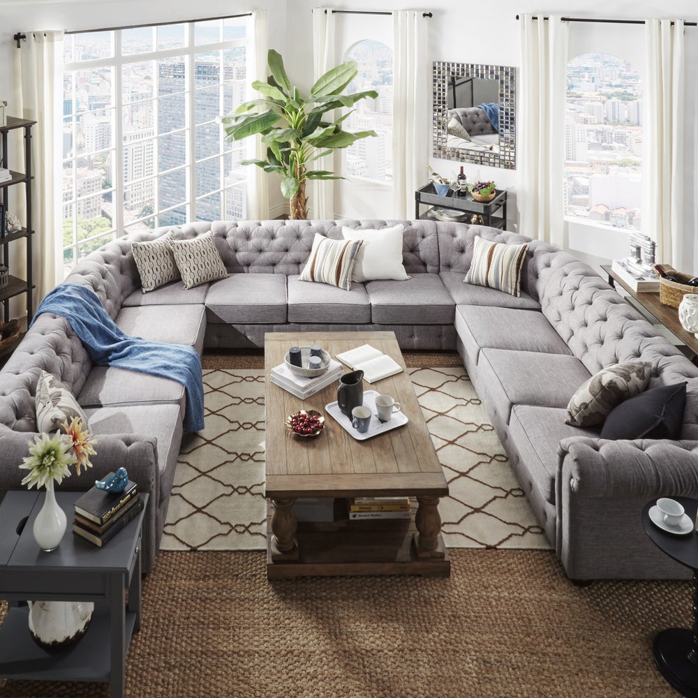 11-Seat U-Shaped Chesterfield Sectional Sofa