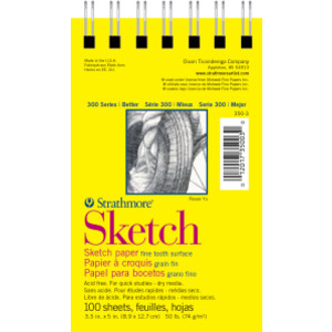 300 Series Sketch Pad, Side Wire Binding, 100 Sheets, 3.5x5 inch