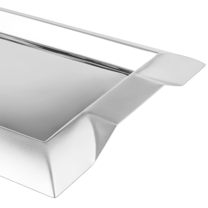 Medium rectangular stainless steel serving tray