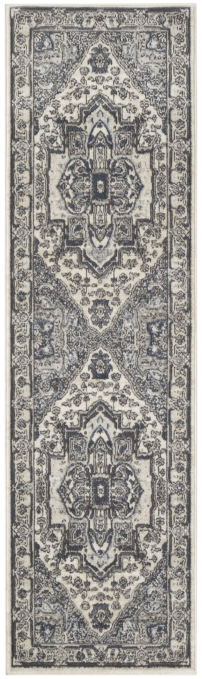 Nourison Quarry 2'2" x 7'6 Ivory Navy Vintage Indoor Rug