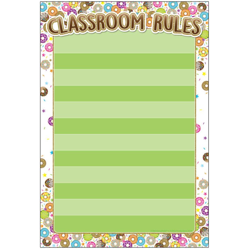 Smart Poly® Chart, DonutFetti® Classroom Rules, 13" x 19"