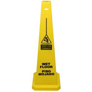 Impact, English/Spanish, 4 Sided, "Caution", Wet Floor Cone, Yellow, 36"