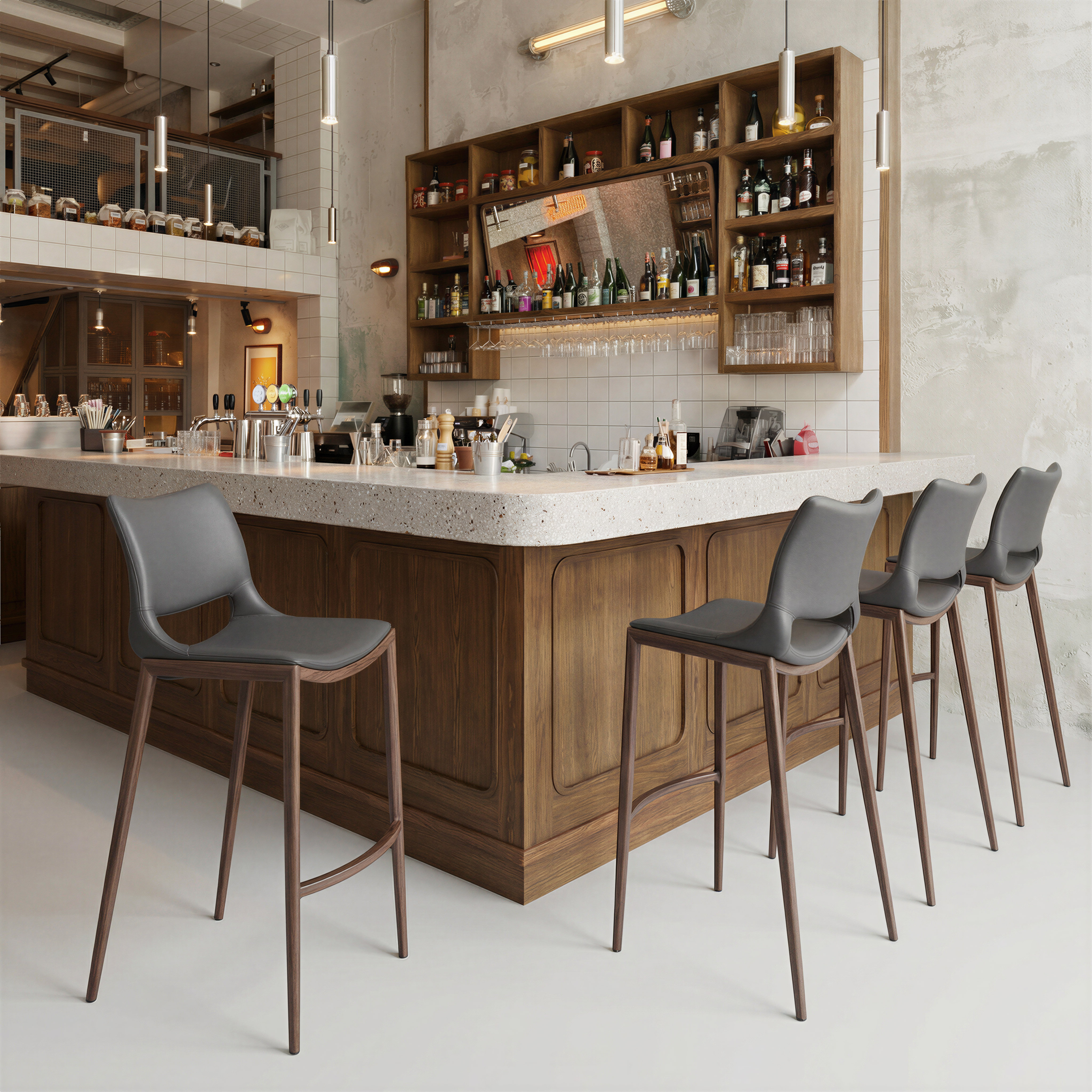 Ace Barstool (Set of 2) Dark Gray & Walnut product image