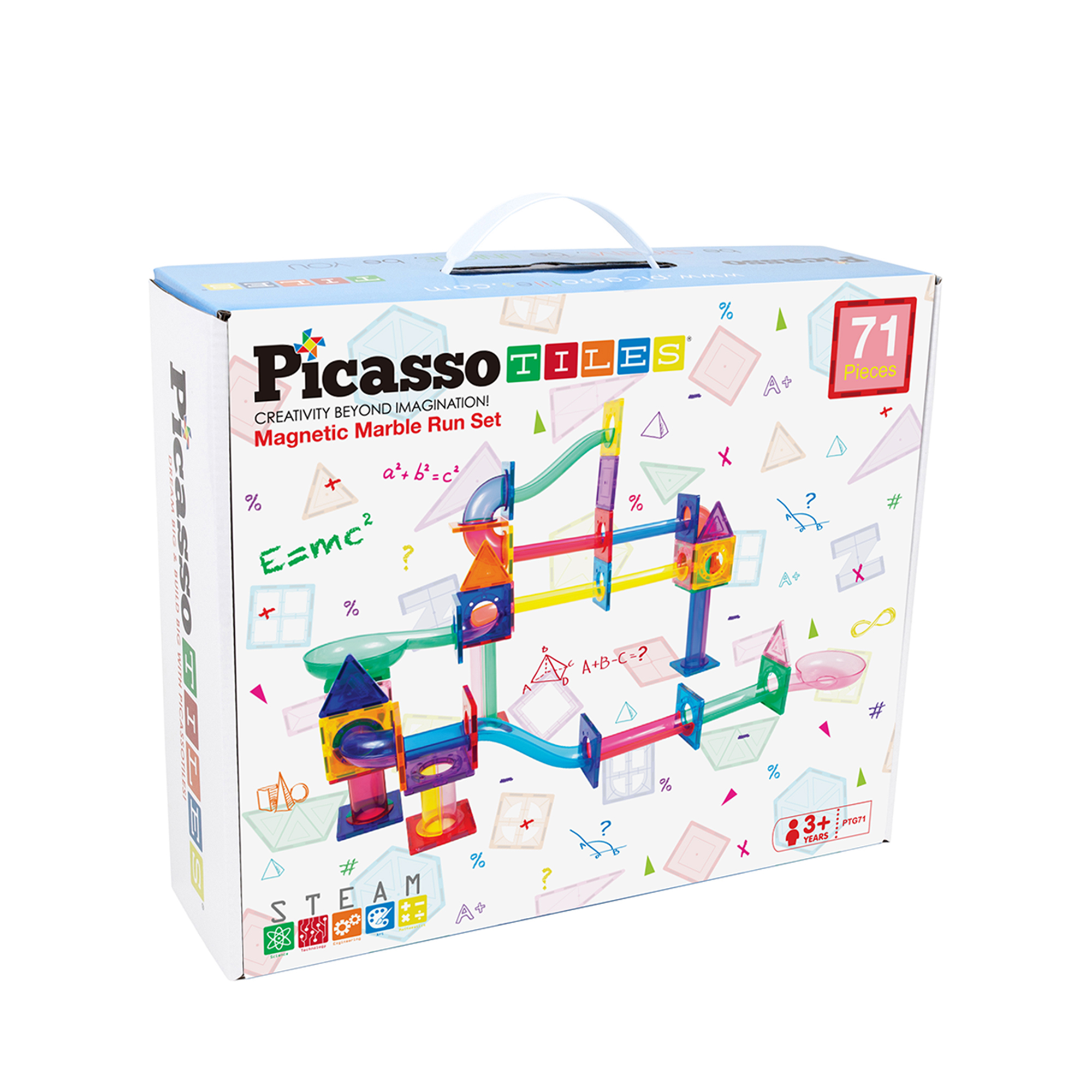 PicassoTiles Magnetic Marble Run, 71 Pieces image number null