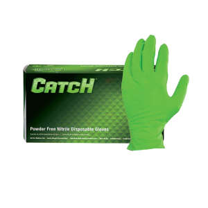 Hospeco, Catch®, General Purpose Gloves, Nitrile, 9.0 mil, Powder Free, XL, Green
