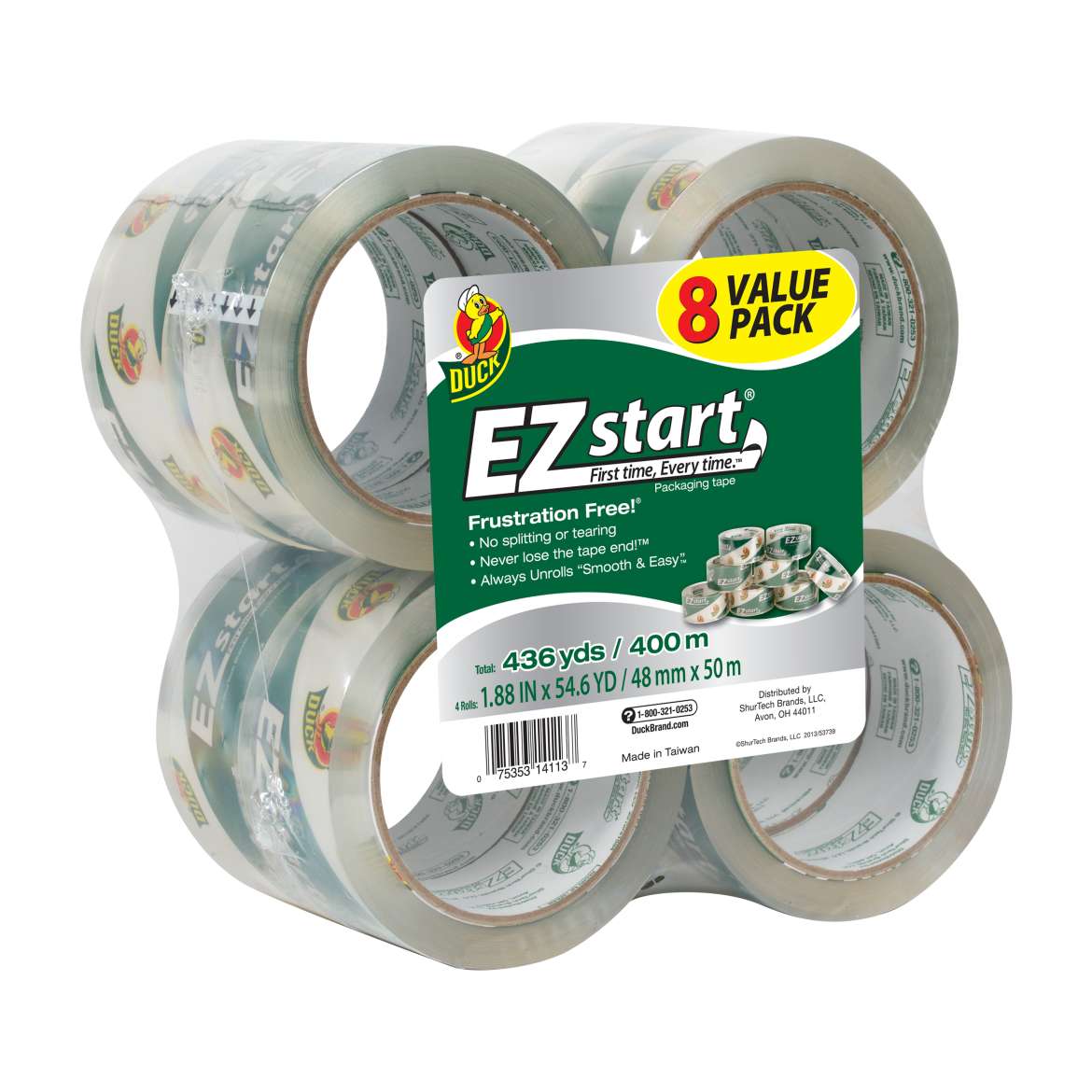 EZ Start® Packaging Tape - Clear, 8 pk, 1.88 in. x 54.6 yd. Image
