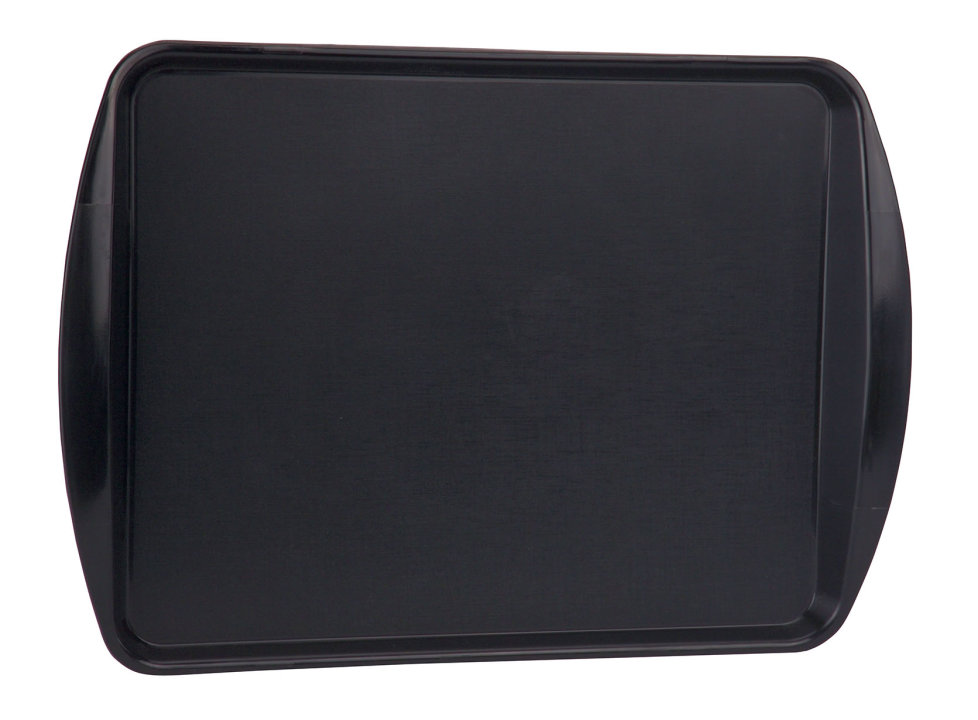 17" x 12" Traex® premium plastic fast-food tray in black
