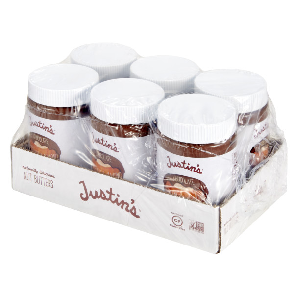 JUSTIN'S (r) Chocolate Hazelnut Butter 6/16 Ounce . C1RA - Front Right Closed Case (Hi Res)