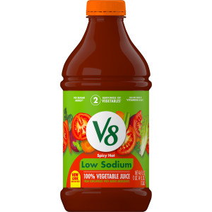 V8® Low Sodium Spicy Hot 100% Vegetable Juice, 46 fl oz Bottle (6 Pack)