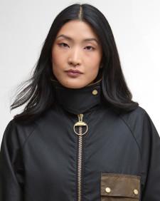 Luella Waxed Jacket Black/Classic Tartan