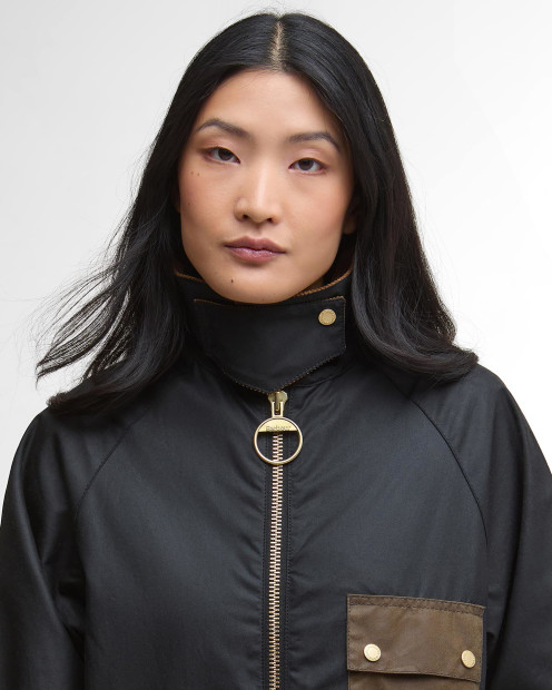 Luella Waxed Jacket Black/Classic Tartan