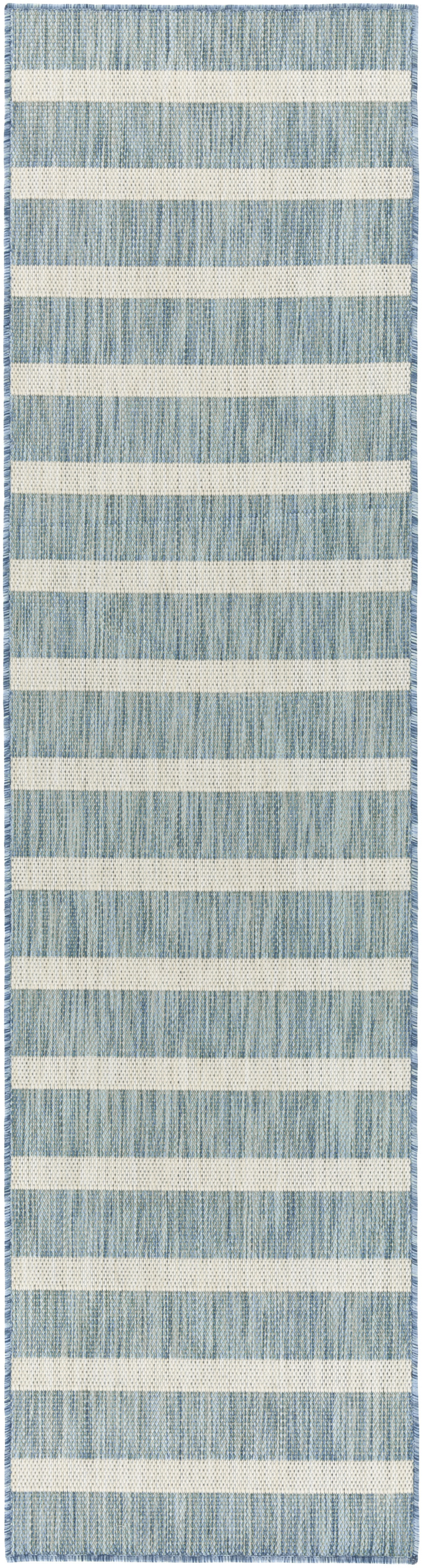 Nourison Positano 2'2" x 10' Aqua Ivory Modern Rug