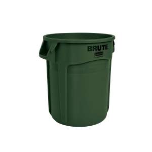 Rubbermaid Commercial, VENTED BRUTE®, 10 gal, Resin, Green, Round, Receptacle