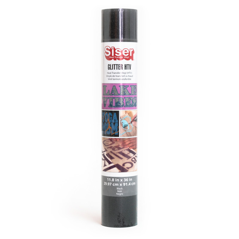 Glitter HTV Heat Transfer Vinyl, 36", Black