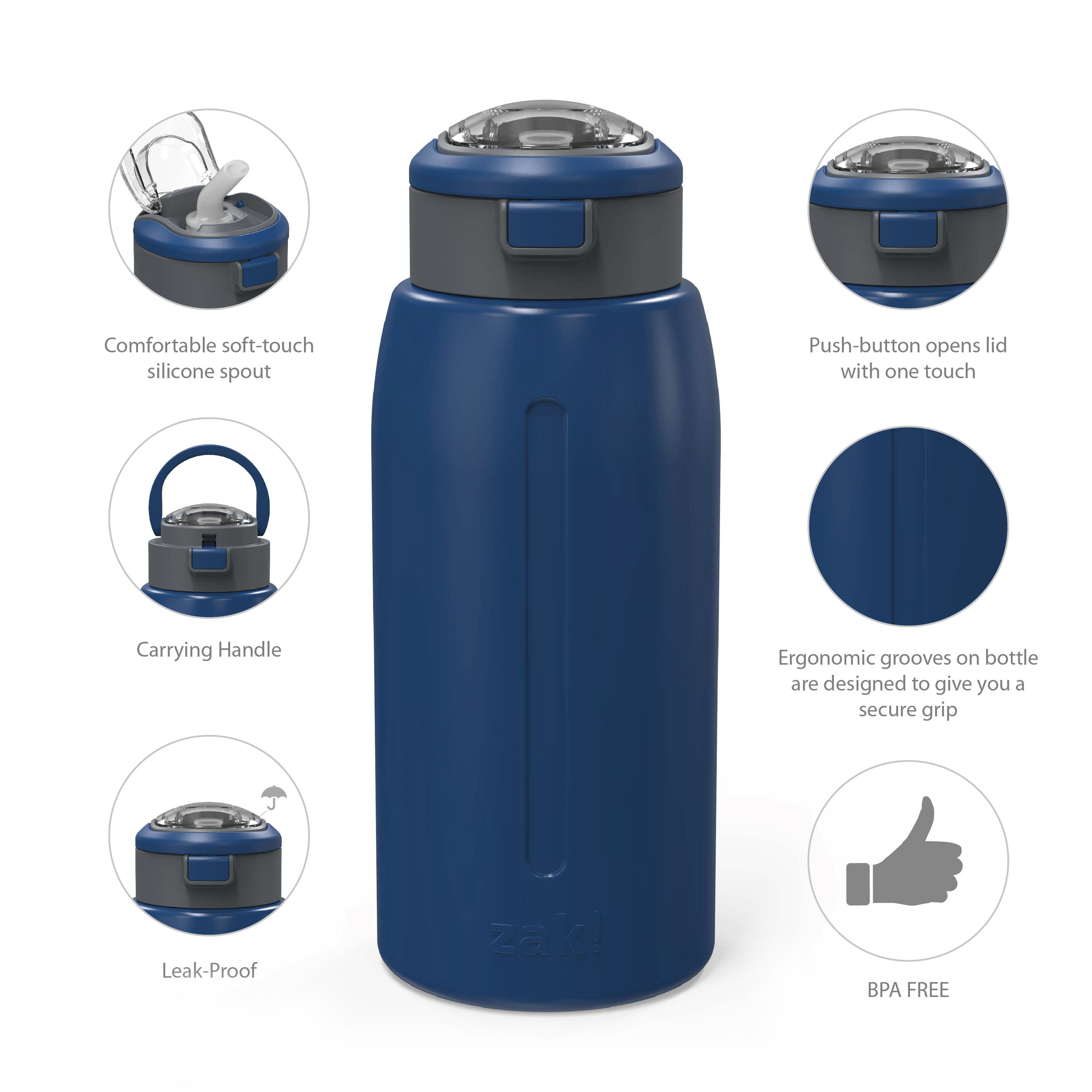 Genesis 32 ounce Stainless Steel Water Bottles, Indigo slideshow image 8 Genesis 32 ounce Stainless Steel Water Bottles, Indigo slideshow image 8