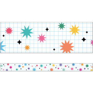 Happily Ever Elementary Retro Remix Bursts & Twinkles Straight Bulletin Board Borders, 36 Feet
